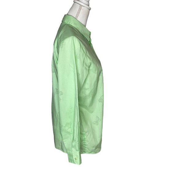 Foxcroft Women's Wrinkle Free Long Sleeve Butterfly Button Shirt 8P Mint Green - Picture 2 of 10